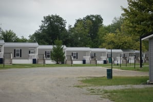 Exterior of a mobile home in a residential community